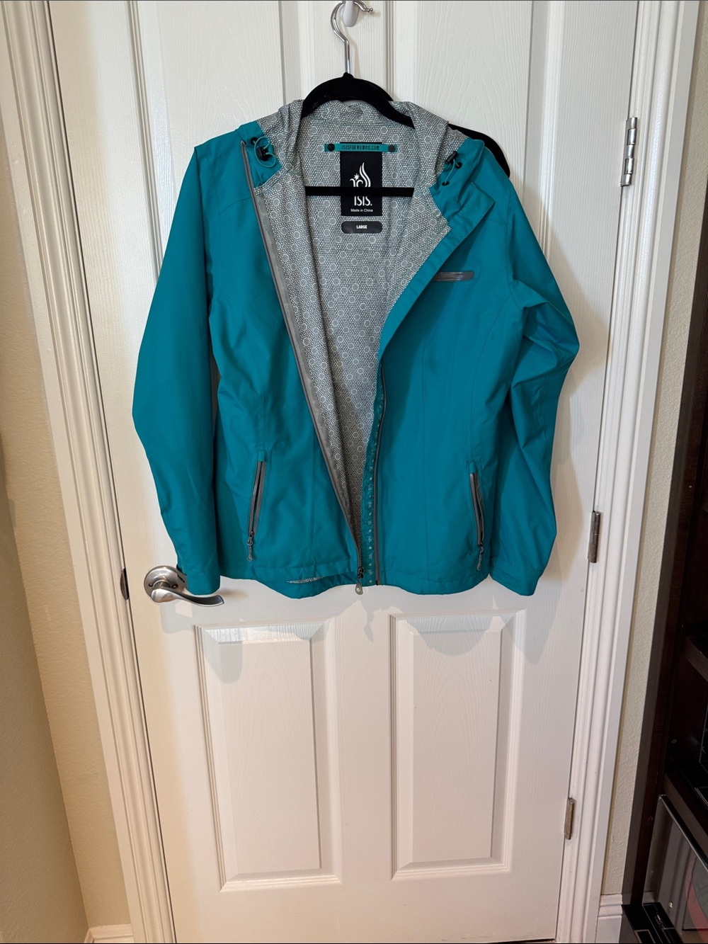 Isis Teal Hooded Kids Raincoat size large